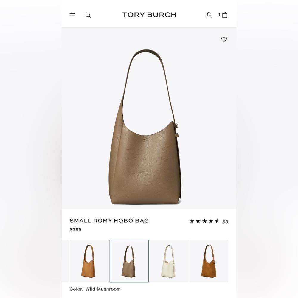 Tory Burch Small Romy Hobo Bag in Wild Mushroom